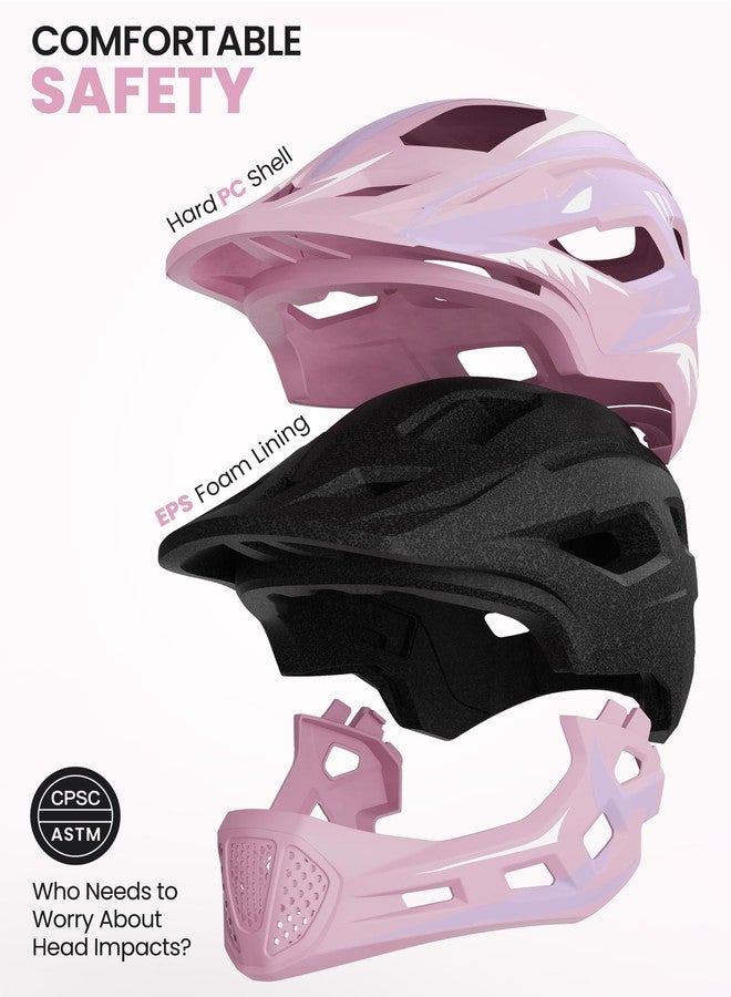 OutdoorMaster Kids Full Face Helmet - Adjustable Toddler Bike Helmet with Detachable Chin Pad - Suitable for Mountain & Road Cycling - Pink, XS - Image 3